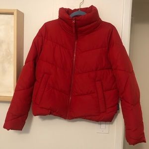 Abercrombie Red crop Puffer Jacket